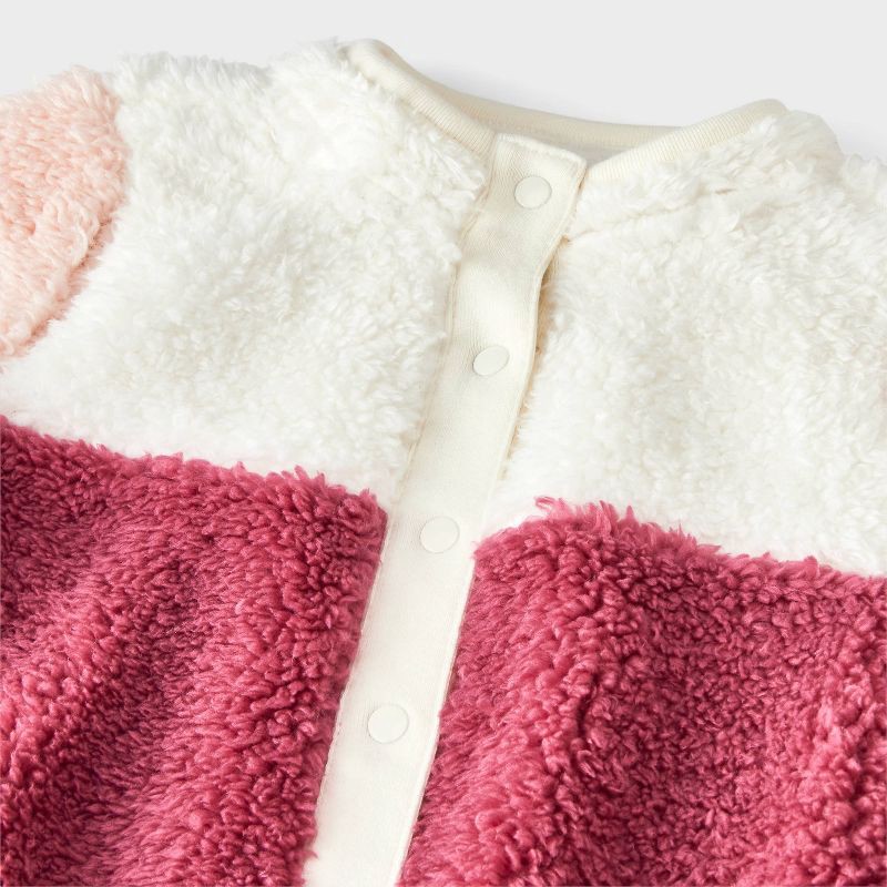 slide 2 of 4, Baby Girls' Faux Shearling Colorblock Romper - Cat & Jack™ Pink Newborn, 1 ct
