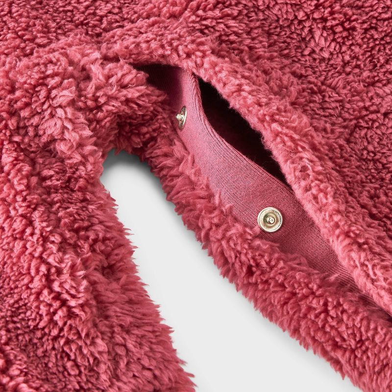 slide 4 of 4, Baby Girls' Faux Shearling Colorblock Romper - Cat & Jack™ Pink Newborn, 1 ct