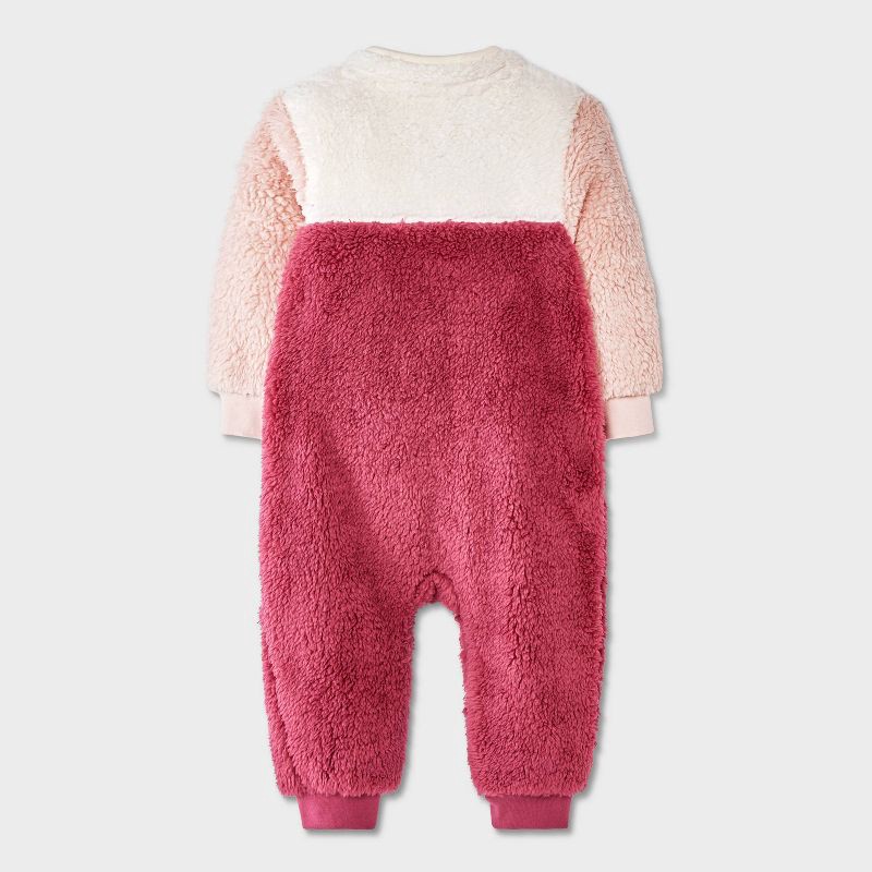 slide 3 of 4, Baby Girls' Faux Shearling Colorblock Romper - Cat & Jack™ Pink 12M, 1 ct