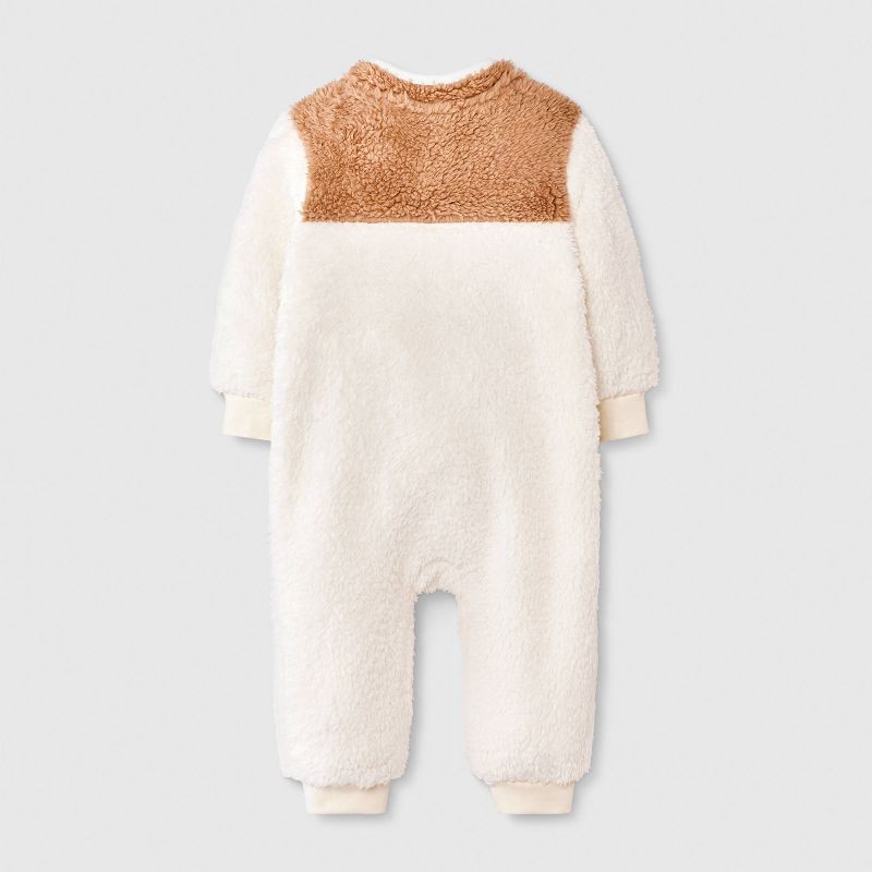 slide 4 of 4, Baby Winter Snowflake Faux Shearling Colorblock Romper - Cat & Jack™ Cream 0-3M, 1 ct