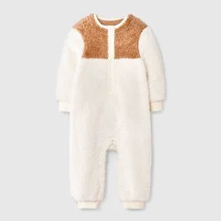 Baby Winter Snowflake Faux Shearling Colorblock Romper - Cat & Jack™ Cream 12M