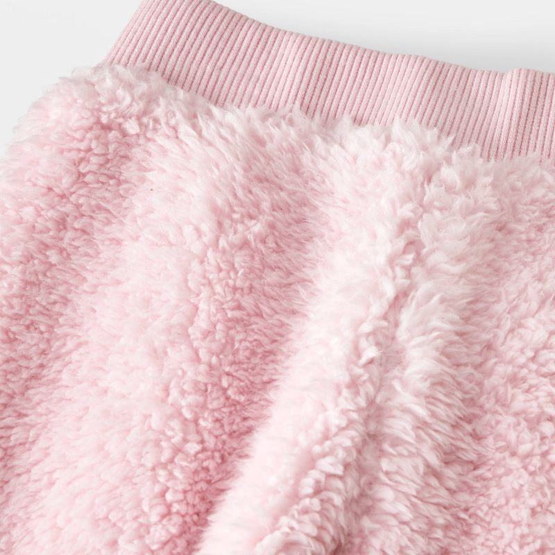 slide 4 of 4, Baby Girls' 2pc Faux Shearling Sweatshirt and Jogger Pants Set - Cat & Jack™ Pink 3-6M, 2 ct