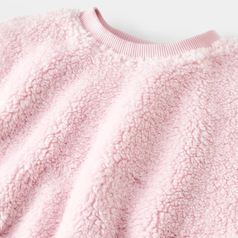 slide 4 of 4, Baby Girls' 2pc Faux Shearling Sweatshirt and Jogger Pants Set - Cat & Jack™ Pink 18M, 2 ct