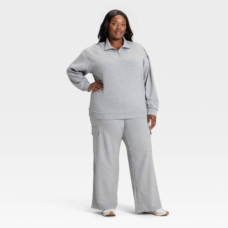 slide 3 of 3, Women's French Terry Pullover Sweatshirt - Ava & Viv™ Heather Gray 2X, 1 ct