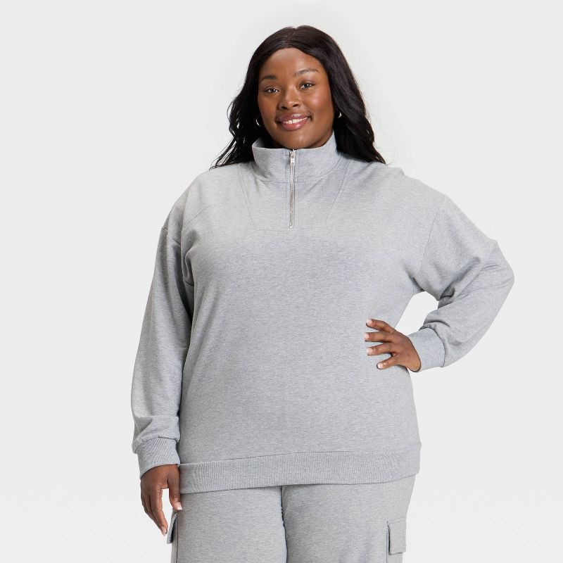 slide 1 of 3, Women's French Terry Pullover Sweatshirt - Ava & Viv™ Heather Gray 3X, 1 ct