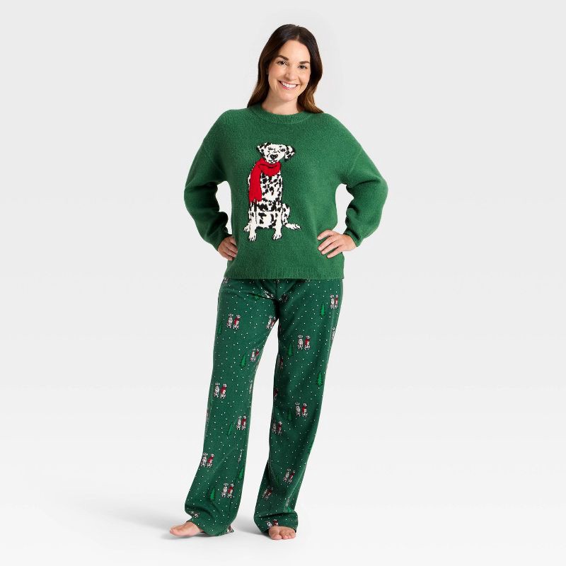 slide 3 of 4, Women's Dalmatian Holiday Matching Family Sweater - Wondershop™ Green M, 1 ct