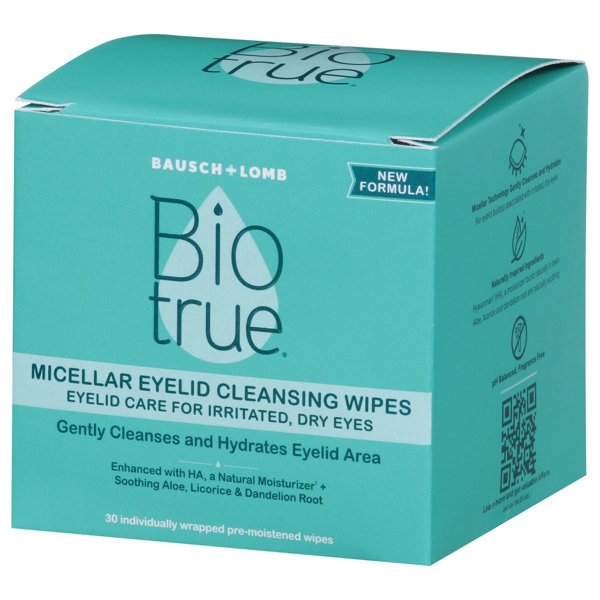 slide 9 of 23, Biotrue Micellar Eyelid Cleansing Wipes 30 ea, 30 ct