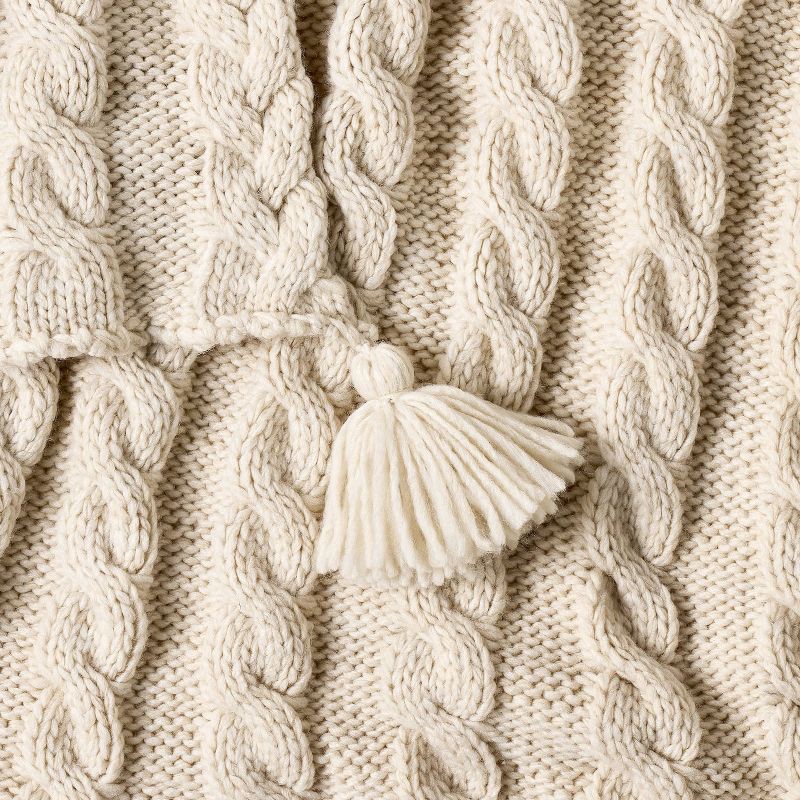 slide 3 of 3, Threshold designed w/Studio McGee Knit Tassel Braided Throw Ivory - Threshold™ designed with Studio McGee, 1 ct
