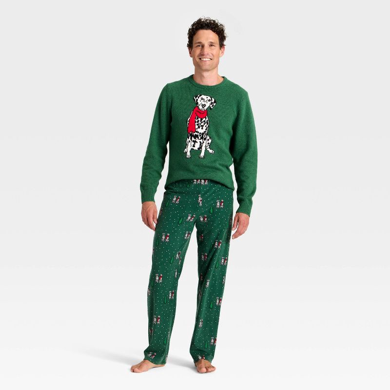slide 3 of 4, Men's Dalmatian Microfleece Holiday Matching Family Pajama Pants - Wondershop™ Green S, 1 ct