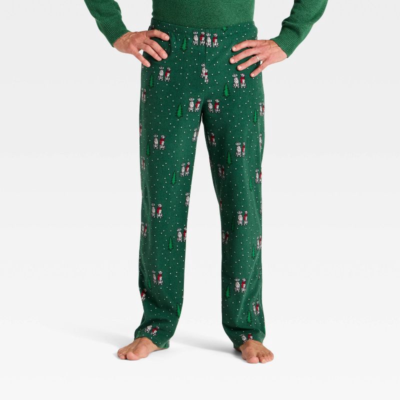 slide 1 of 4, Men's Dalmatian Microfleece Holiday Matching Family Pajama Pants - Wondershop™ Green L, 1 ct