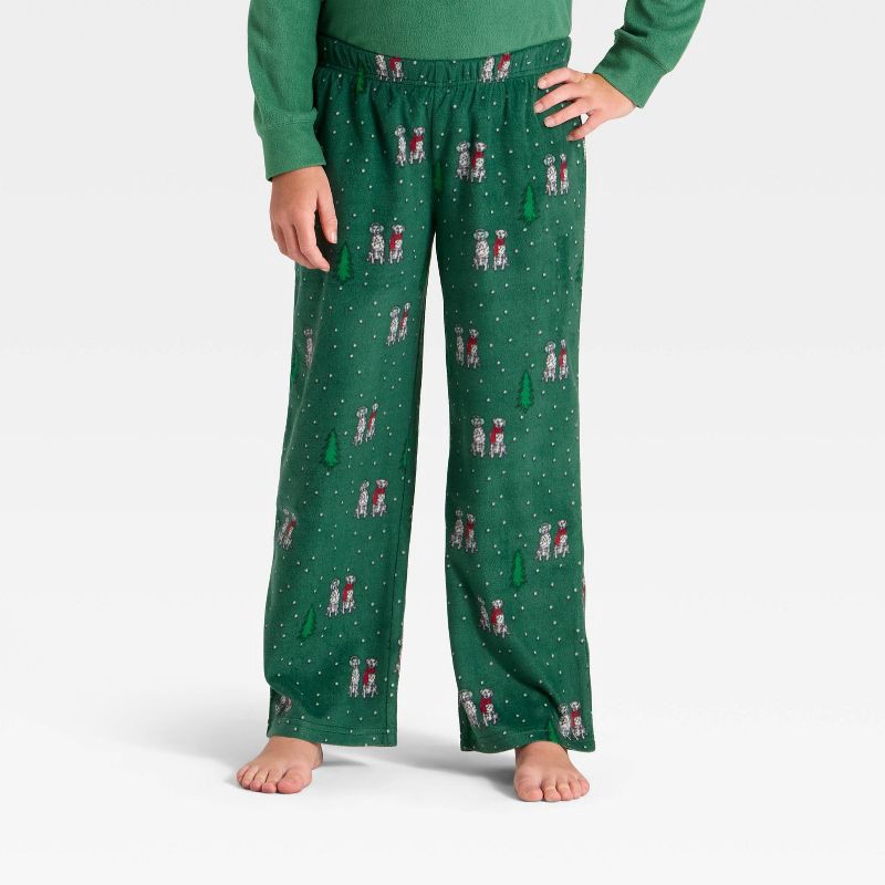 slide 2 of 4, Kids' Dalmatian Microfleece Holiday Matching Family Pajama Pants - Wondershop™ Green M, 1 ct