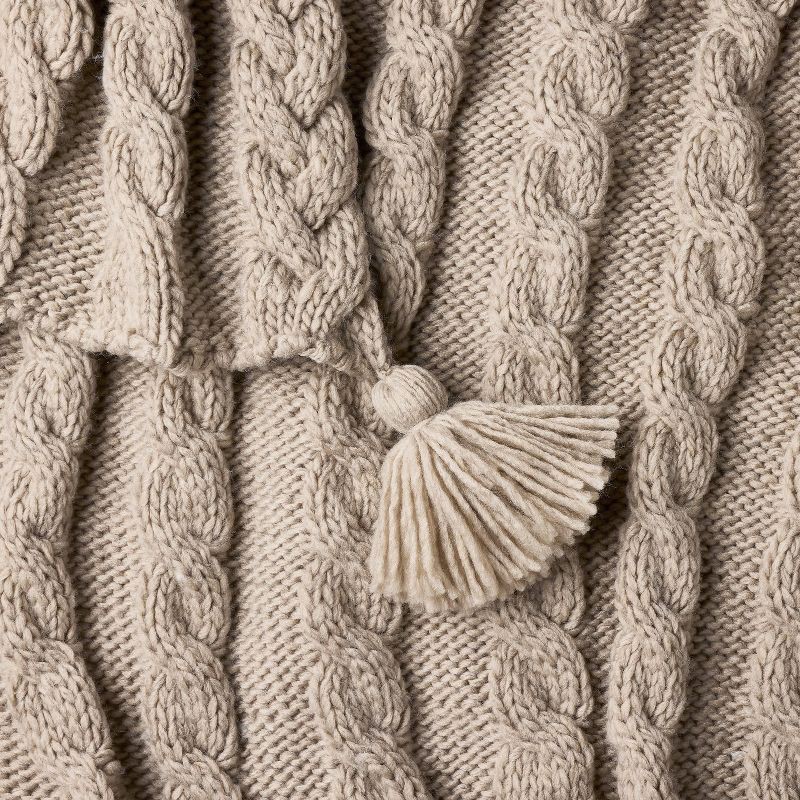 slide 3 of 3, Threshold designed w/Studio McGee Knit Tassel Braided Throw Neutral - Threshold™ designed with Studio McGee, 1 ct