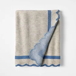 Threshold designed w/Studio McGee Scalloped Edge Throw Blue - Threshold™ designed with Studio McGee