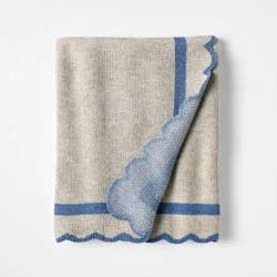 Threshold designed w/Studio McGee Scalloped Edge Throw Blue - Threshold™ designed with Studio McGee