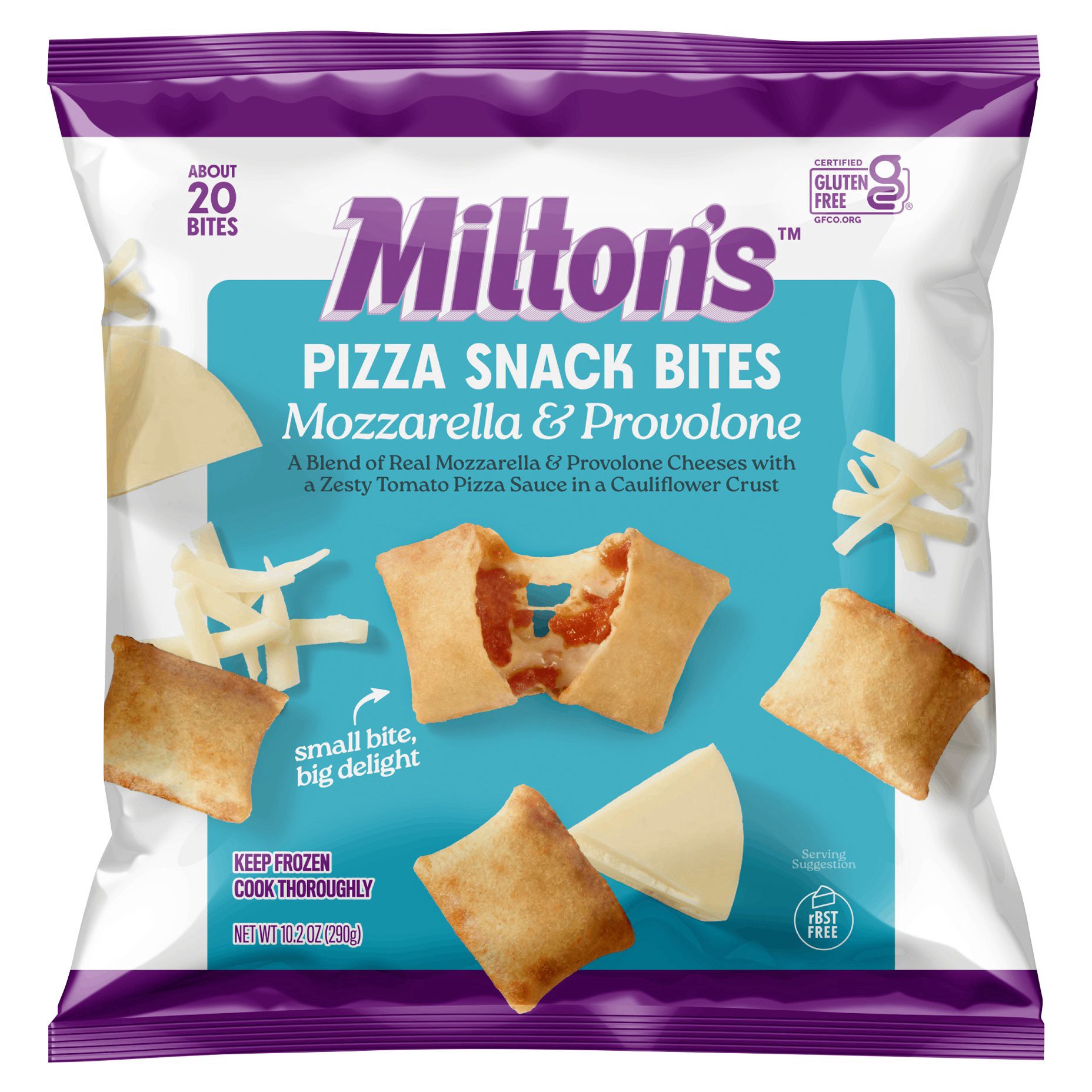slide 1 of 1, Milton's Pizza Snack Bites - Mozzarella & Provolone, 10.2 oz., 10.2 oz