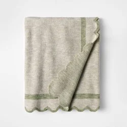 Threshold designed w/Studio McGee Scalloped Edge Throw Green - Threshold™ designed with Studio McGee