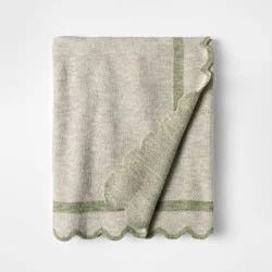 Threshold designed w/Studio McGee Scalloped Edge Throw Green - Threshold™ designed with Studio McGee