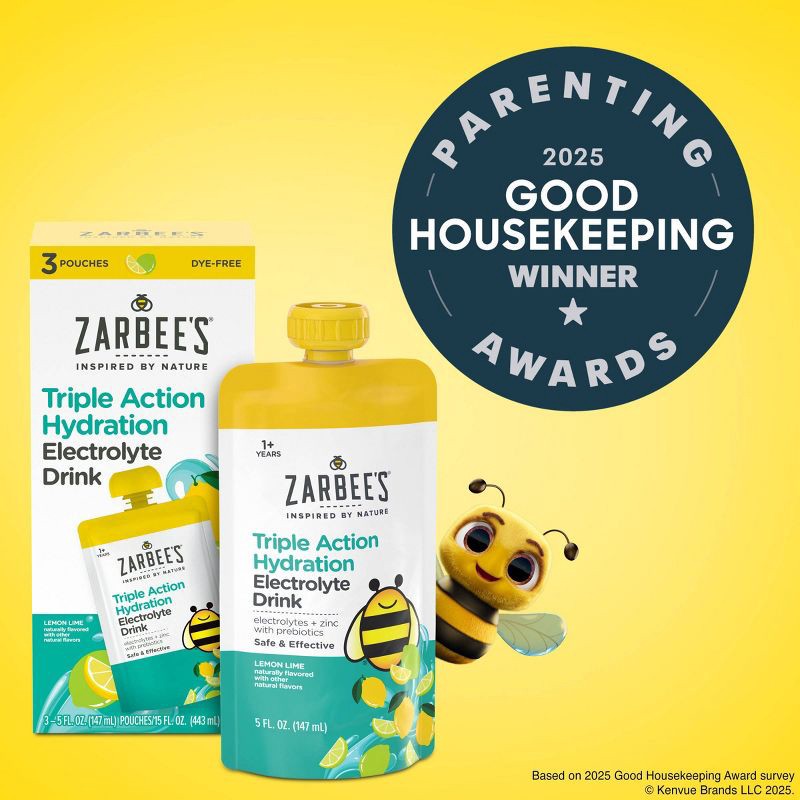 slide 3 of 13, Zarbee's Triple Action Liquid Hydration Pouches - Lemon Lime - 5 fl oz/3ct, 5 fl oz, 3 ct