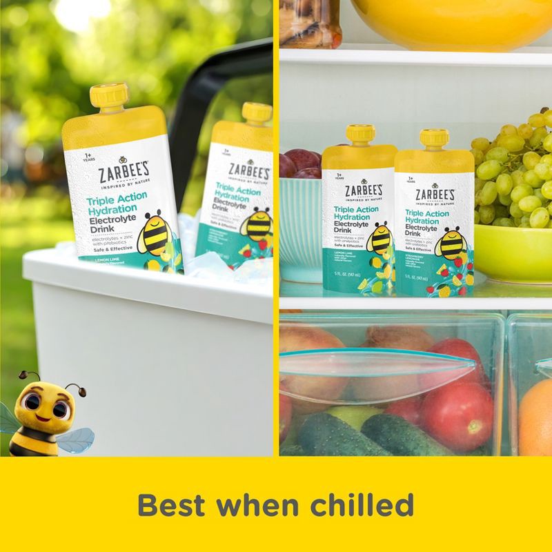 slide 7 of 13, Zarbee's Triple Action Liquid Hydration Pouches - Lemon Lime - 5 fl oz/3ct, 5 fl oz, 3 ct