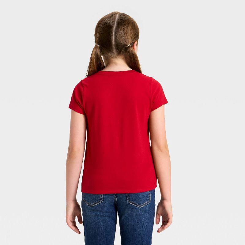 slide 2 of 3, Girls' Short Sleeve Solid T-Shirt - Cat & Jack™ Dark Red M, 1 ct