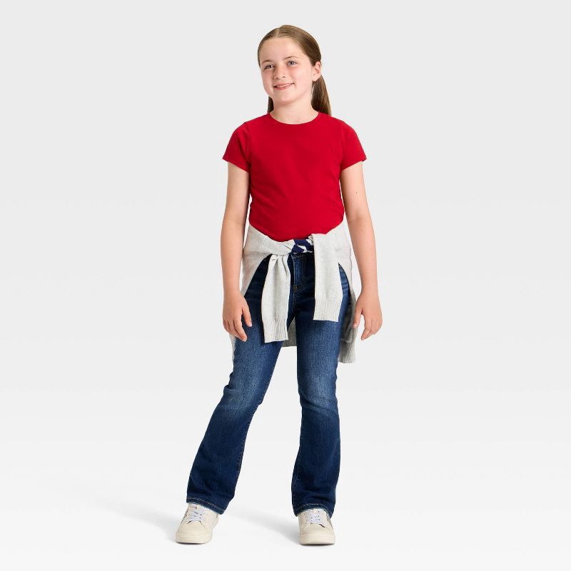 slide 3 of 3, Girls' Short Sleeve Solid T-Shirt - Cat & Jack™ Dark Red M, 1 ct