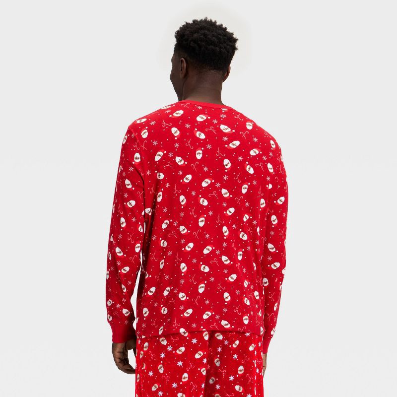 slide 2 of 4, Men's Santa Print Ribbed Long Sleeve Holiday Matching Family Pajama Shirt - Wondershop™ Red S, 1 ct