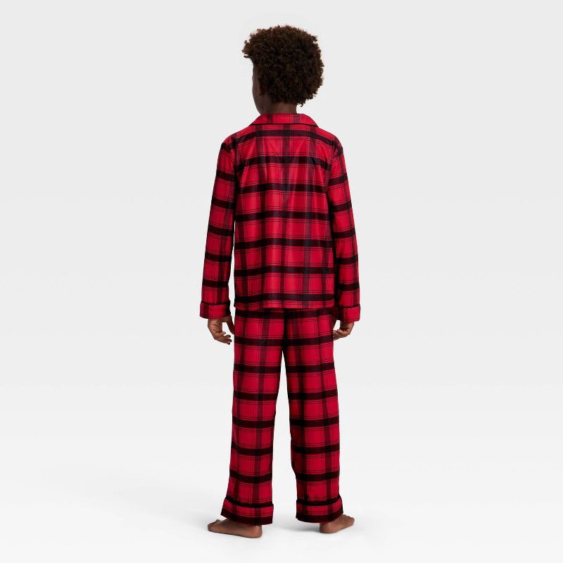 slide 2 of 5, Kids' Plaid Long Sleeve Shirt and Pants Holiday Matching Family Pajama Set - Wondershop™ Red/Black M, 1 ct