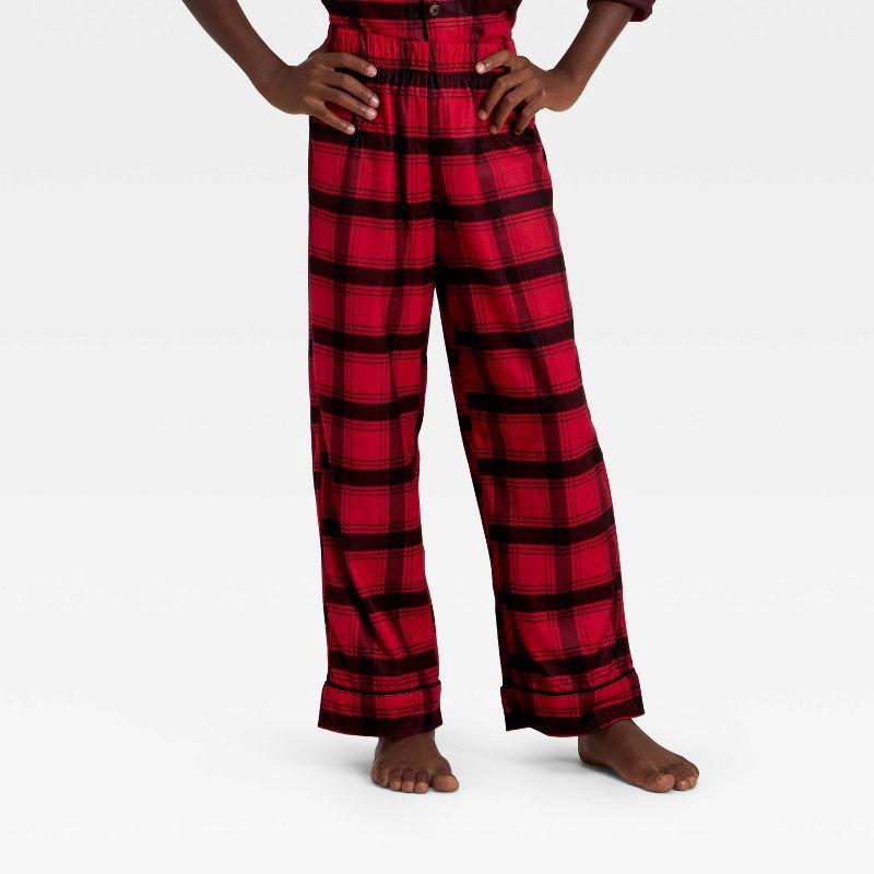 slide 4 of 5, Kids' Plaid Long Sleeve Shirt and Pants Holiday Matching Family Pajama Set - Wondershop™ Red/Black XL, 1 ct