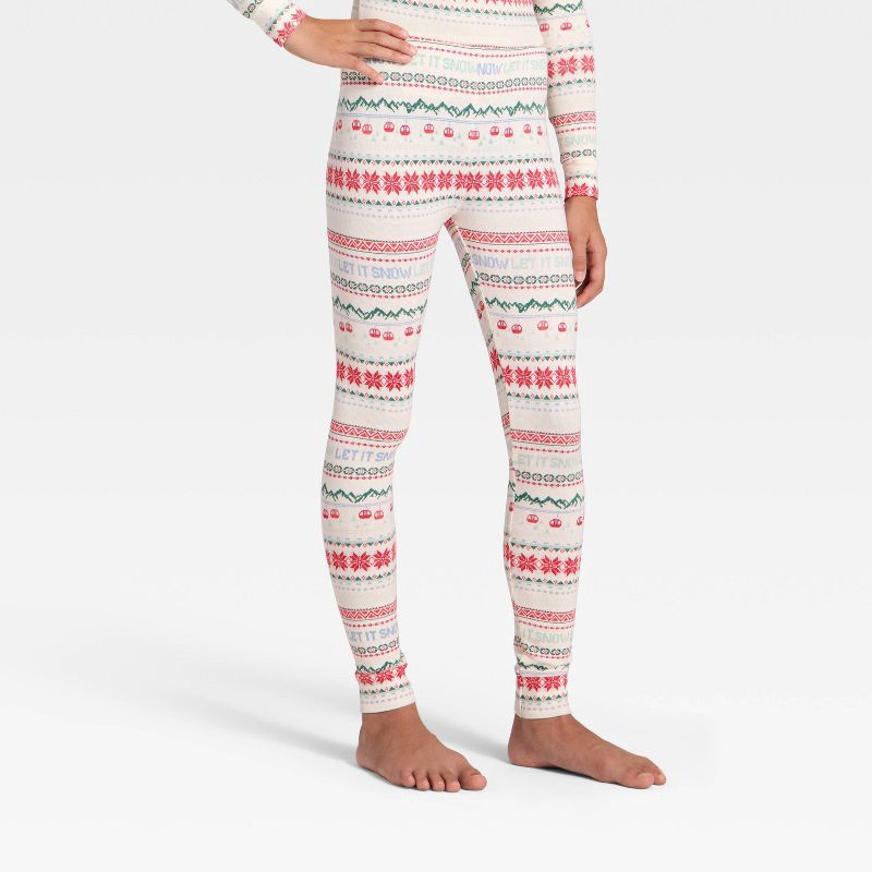 slide 4 of 5, Kids' "Let it Snow" Fair Isle Cozy Knit Long Sleeve Shirt and Pants Holiday Matching Family Pajama Set - Wondershop™ Cream 4, 1 ct