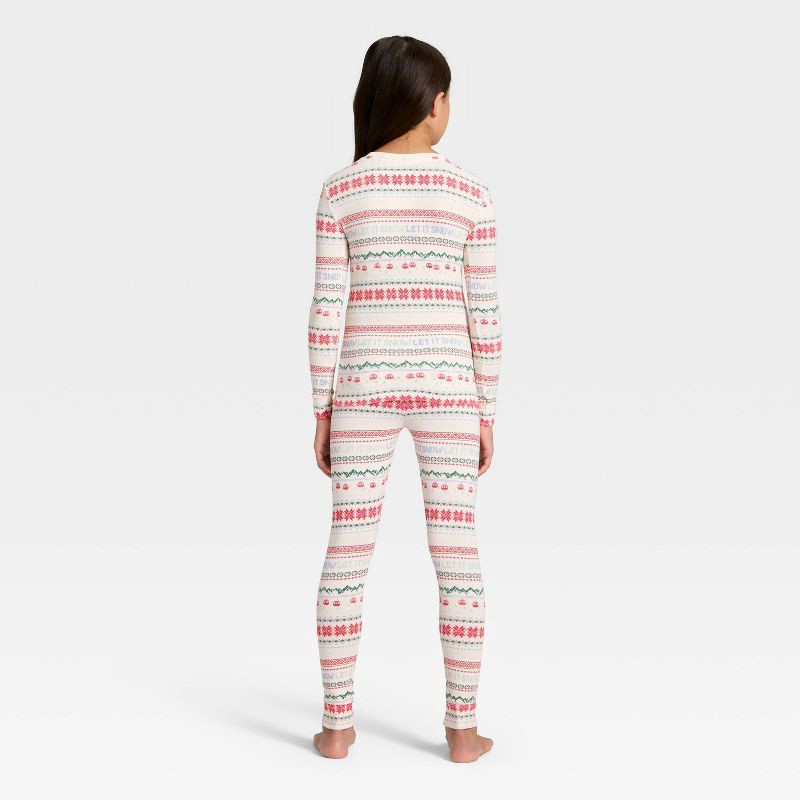 slide 2 of 5, Kids' "Let it Snow" Fair Isle Cozy Knit Long Sleeve Shirt and Pants Holiday Matching Family Pajama Set - Wondershop™ Cream 10, 1 ct