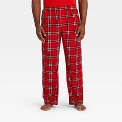Men's Plaid Microfleece Holiday Matching Family Pajama Pants - Wondershop™ Red S