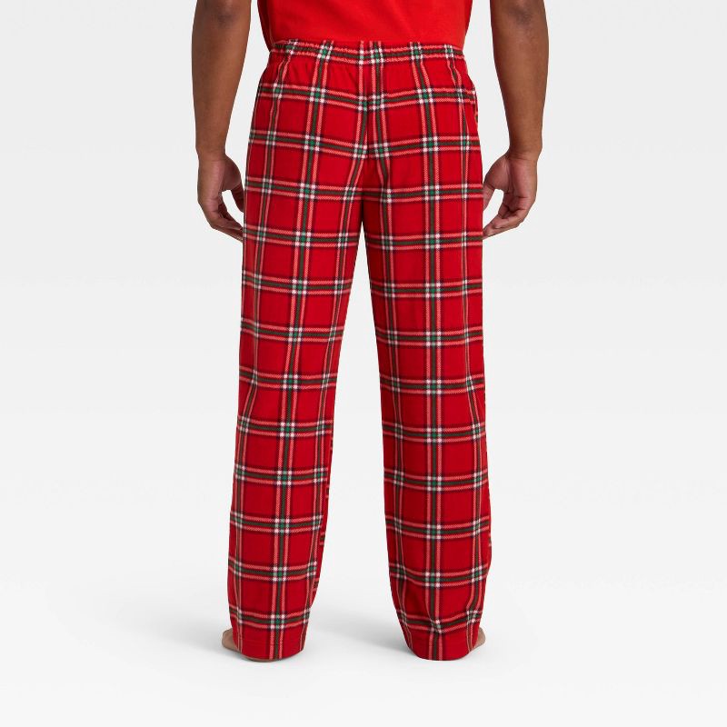 slide 2 of 4, Men's Plaid Microfleece Holiday Matching Family Pajama Pants - Wondershop™ Red XL, 1 ct
