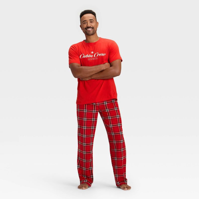 slide 3 of 4, Men's Plaid Microfleece Holiday Matching Family Pajama Pants - Wondershop™ Red XXL, 1 ct