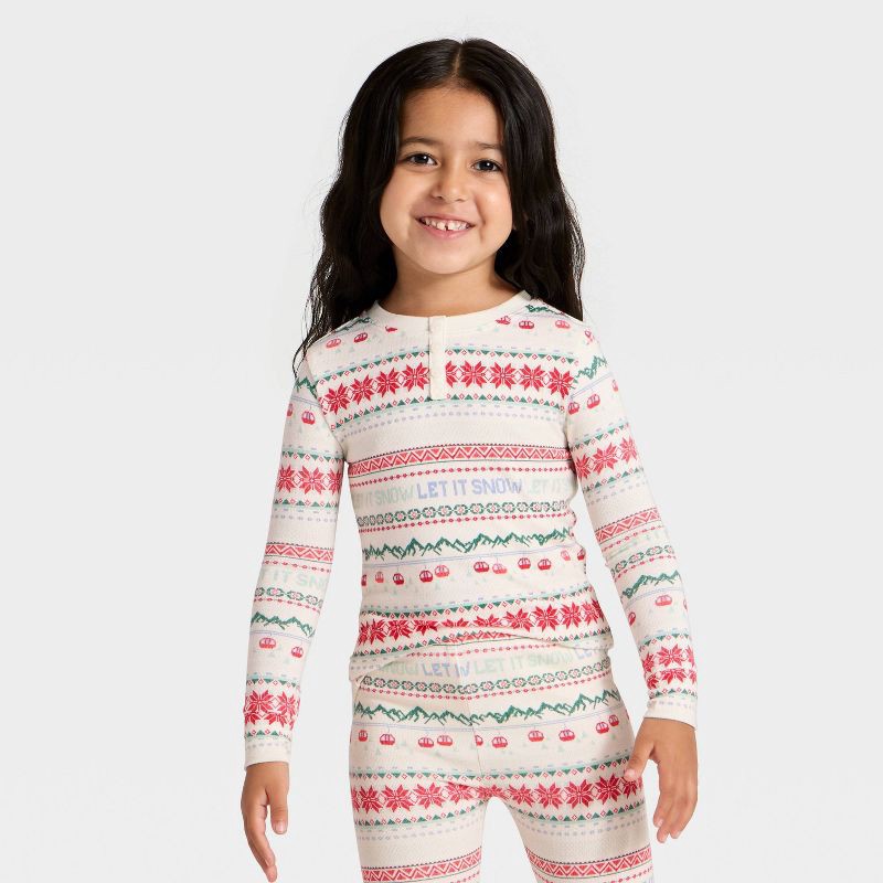 slide 3 of 5, Toddler "Let it Snow" Fair Isle Cozy Knit Long Sleeve Shirt and Pants Holiday Matching Family Pajama Set - Wondershop™ Cream 18M, 1 ct