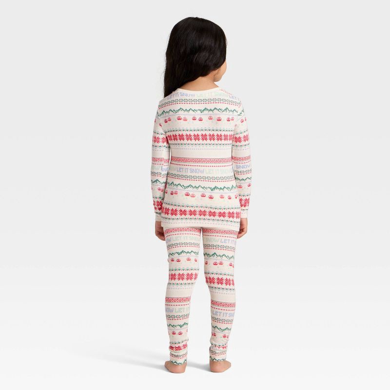 slide 2 of 5, Toddler "Let it Snow" Fair Isle Cozy Knit Long Sleeve Shirt and Pants Holiday Matching Family Pajama Set - Wondershop™ Cream 2T, 1 ct