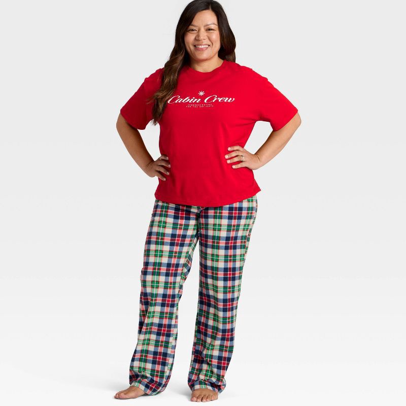 slide 3 of 4, Women's "Cabin Crew" Short Sleeve Holiday Matching Family Pajama Shirt - Wondershop™ Red L, 1 ct
