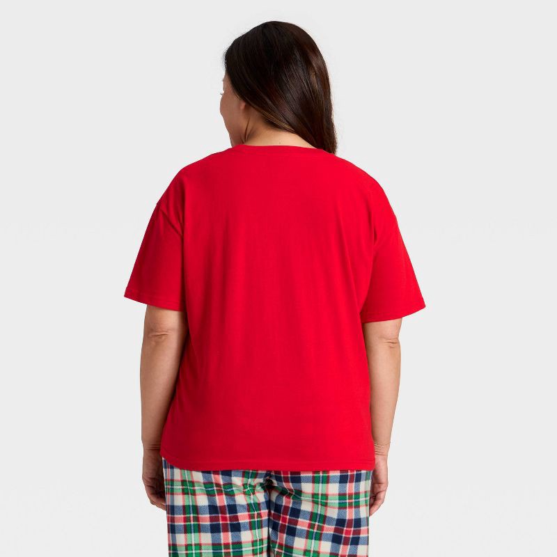 slide 2 of 4, Women's "Cabin Crew" Short Sleeve Holiday Matching Family Pajama Shirt - Wondershop™ Red XXL, 1 ct