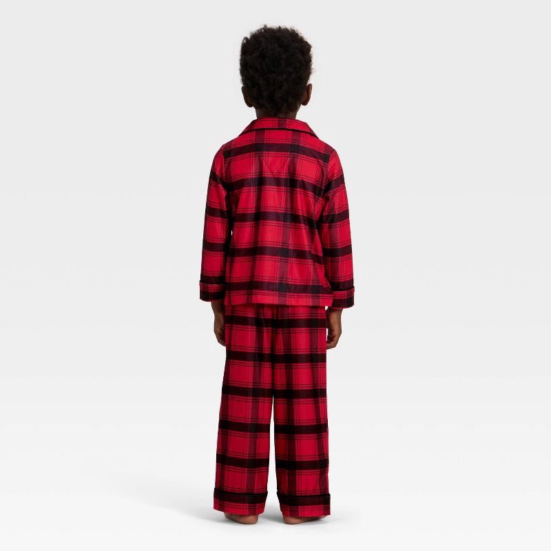 slide 2 of 5, Toddler Plaid Long Sleeve Shirt and Pants Holiday Matching Family Pajama Set - Wondershop™ Red/Black 3T, 1 ct