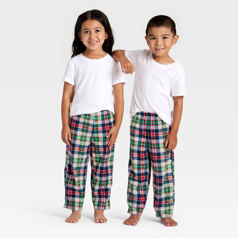slide 1 of 4, Toddler Plaid Microfleece Holiday Matching Family Pajama Pants - Wondershop™ Cream 12M, 1 ct