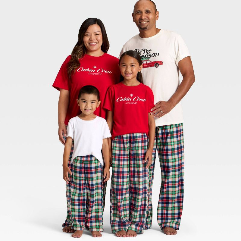 slide 4 of 4, Toddler Plaid Microfleece Holiday Matching Family Pajama Pants - Wondershop™ Cream 18M, 1 ct