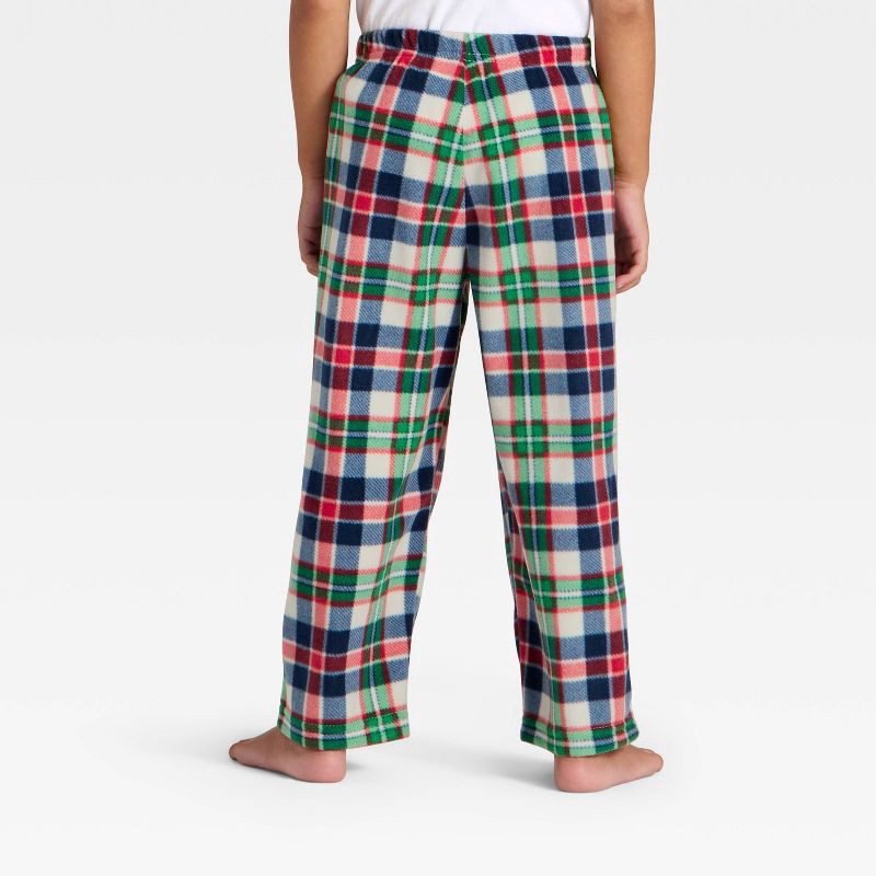 slide 3 of 4, Toddler Plaid Microfleece Holiday Matching Family Pajama Pants - Wondershop™ Cream 2T, 1 ct