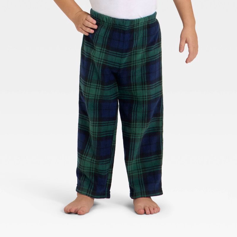 slide 2 of 4, Toddler Plaid Microfleece Holiday Matching Family Pajama Pants - Wondershop™ Navy Blue 3T, 1 ct