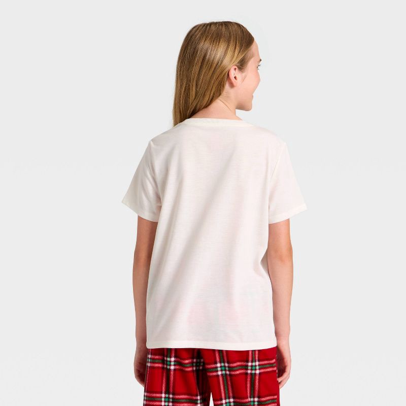 slide 3 of 4, Kids' "Tis the Season" Short Sleeve Holiday Matching Family Pajama Shirt - Wondershop™ Cream XS, 1 ct
