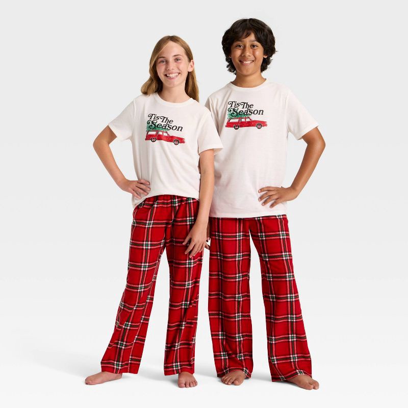 slide 1 of 4, Kids' "Tis the Season" Short Sleeve Holiday Matching Family Pajama Shirt - Wondershop™ Cream M, 1 ct