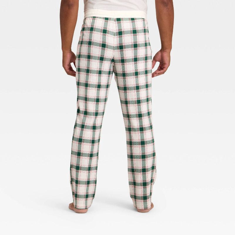 slide 2 of 4, Men's Plaid Ribbed Holiday Matching Family Pajama Pants - Wondershop™ Cream S, 1 ct