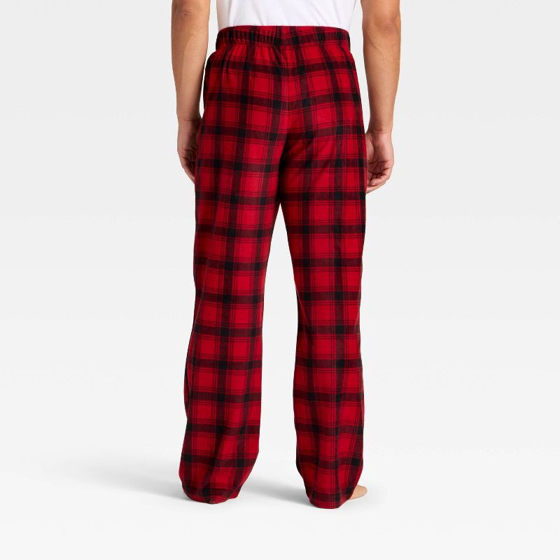 slide 2 of 4, Men's Plaid Microfleece Holiday Matching Family Pajama Pants - Wondershop™ Red/Black L, 1 ct