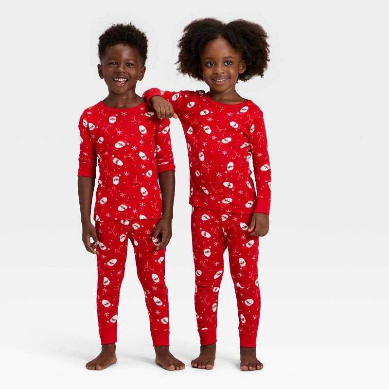 slide 1 of 5, Toddler Santa Print Ribbed Long Sleeve Shirt and Pants Holiday Matching Family Pajama Set - Wondershop™ Red 18M, 1 ct