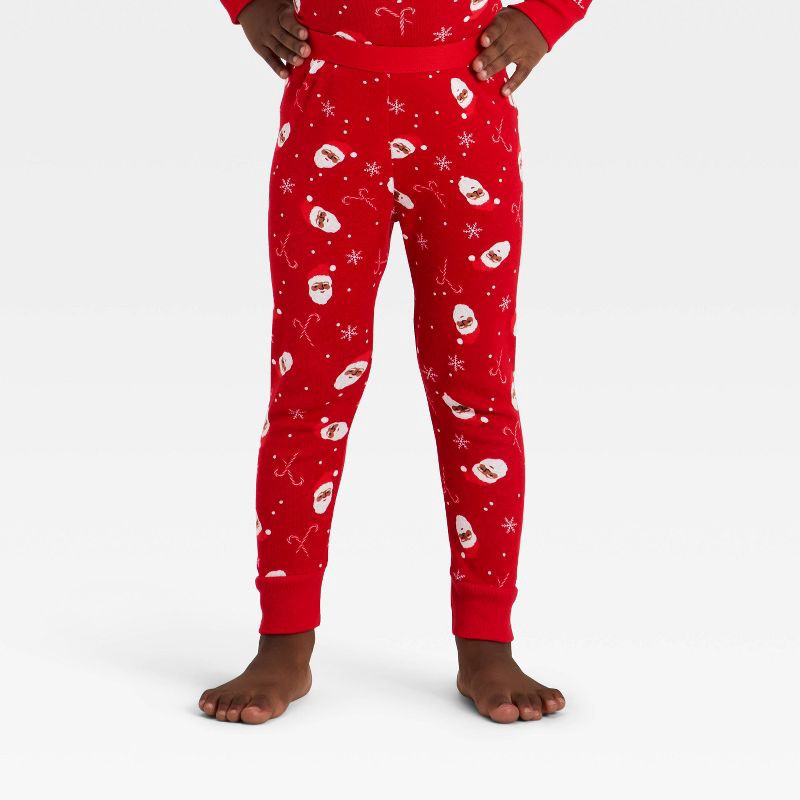 slide 4 of 5, Toddler Santa Print Ribbed Long Sleeve Shirt and Pants Holiday Matching Family Pajama Set - Wondershop™ Red 2T, 1 ct