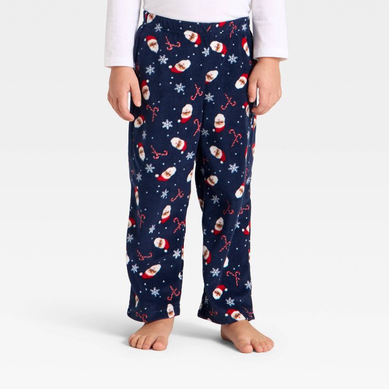 slide 2 of 3, Toddler Santa Print Microfleece Holiday Matching Family Pajama Pants - Wondershop™ Blue 2T, 1 ct
