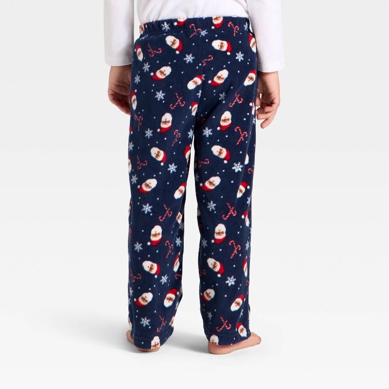 slide 3 of 3, Toddler Santa Print Microfleece Holiday Matching Family Pajama Pants - Wondershop™ Blue 2T, 1 ct